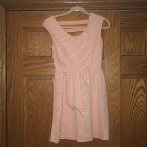 Orange and white print dress